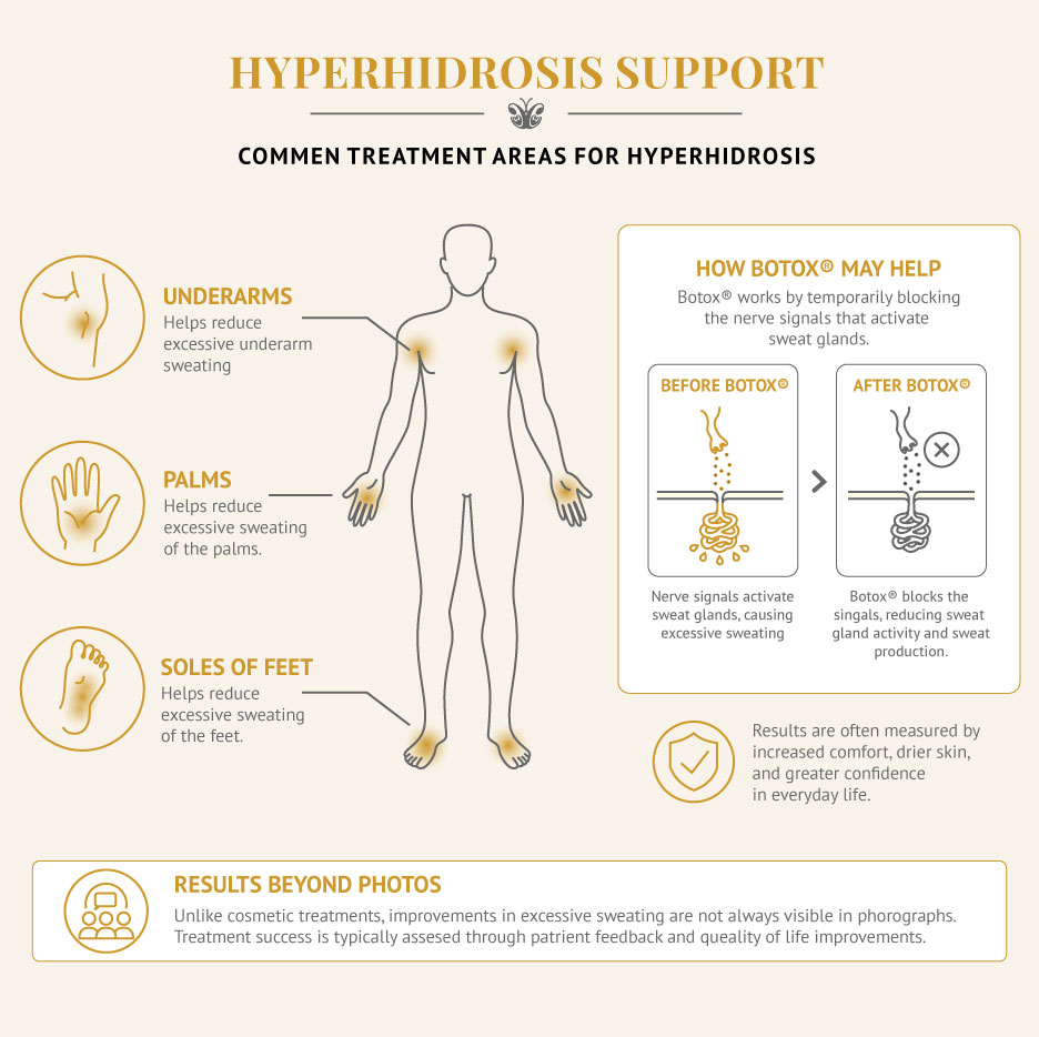 Commen Treatment Areas for Hyperhidrosis